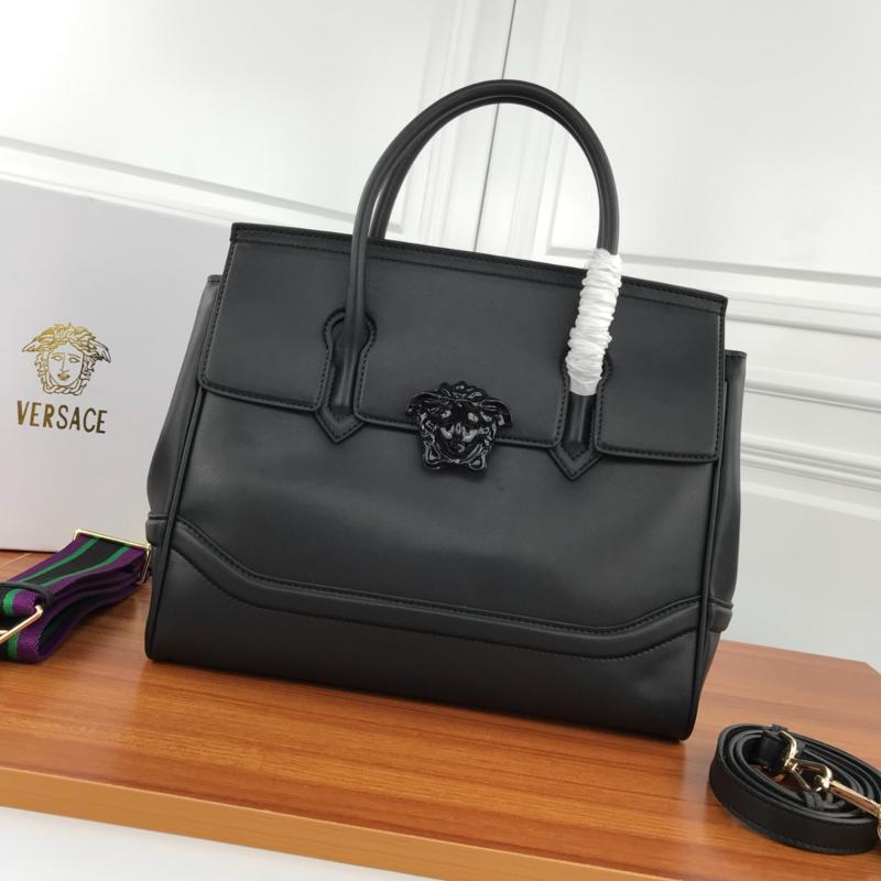 Versace Chain Handbags DBFF453 Full leather plain plain plain solid color with natural buckle black